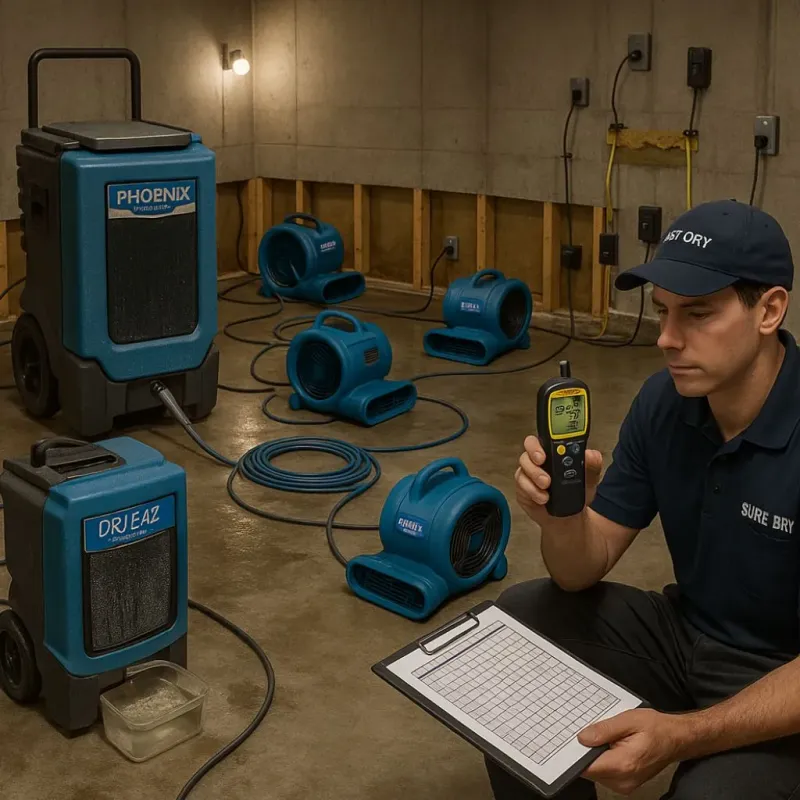Structural Drying and Dehumidification process in Crosby, TX
